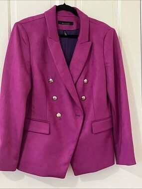 White House Black Market Magenta Double-Breasted Blazer